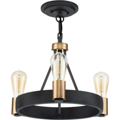 Afbeelding van Hinkley LED Pendelarmatuur Silas 3X E27 Max 60W Dimbaar Aged Zinc &amp; Heritage Brass