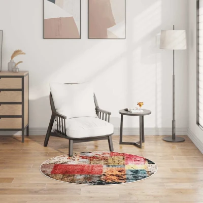 Afbeelding van Vloerkleed wasbaar anti slip patchwork ø120 cm meerkleurig