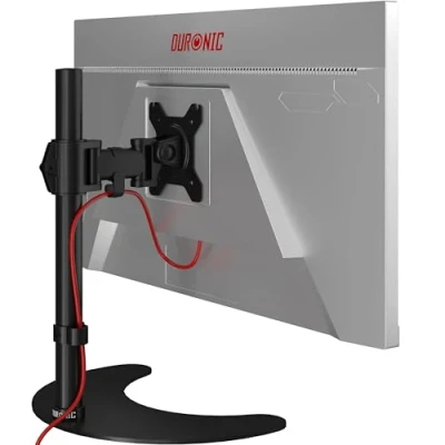 Afbeelding van Duronic DM25D1 Enkele Vrijstaande PC Monitor Beugel Zwart Staal Verstelbare Hoogte Arm voor 1 13 27 LED LCD Scherm VESA 75 100 plaat Vrijstaand Computer Beeldscherm Standaard