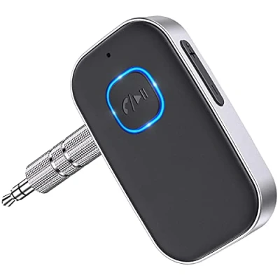 Afbeelding van Glangeh [2022 opgewaardeerd] Bluetooth ontvanger, autoadapter met ruisonderdrukking, 16H stand by Aux ontvanger voor hifi autoradio/autoradio/thuisstereo/bedrade hoofdtelefoon/handsfree bellen