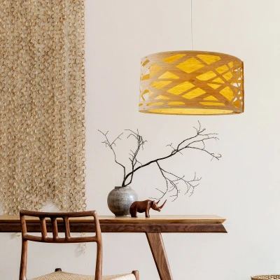 Afbeelding van Näve Hanglamp Finja met kap in bamboe optiek