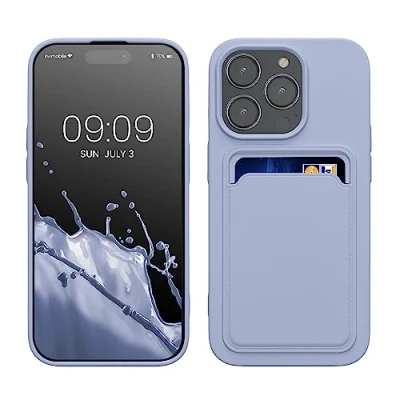 Afbeelding van kwmobile telefoonhoesje geschikt voor Apple iPhone 14 Pro Hoesje met pasjeshouder TPU case in lavendel