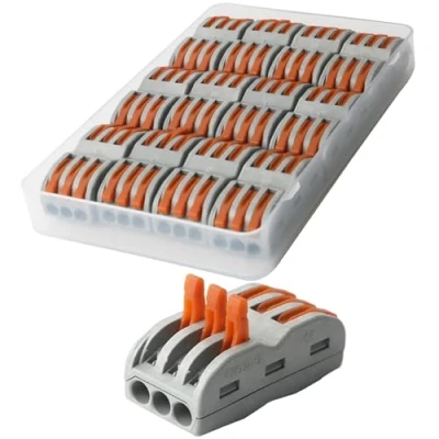 Afbeelding van CESFONJER elektrische klemmen verbindingsklemmen steekklemmen 6 polig SPL 3 draads klem met bedieningshendel Bilaterale ladder (12 stuks)