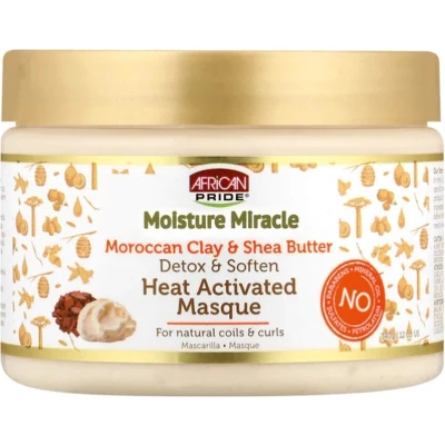 Afbeelding van African Pride Moisture Miracle Moroccan Red Clay &amp; Shea Butter Detox Soften Heat Activated Masque 340gr