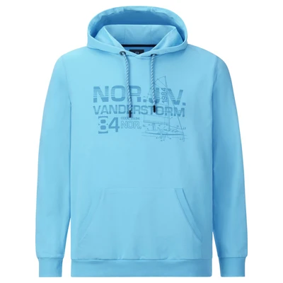 Afbeelding van Jan Vanderstorm +FIT Collectie hoodie JEPPE Plus Size met printopdruk blauw