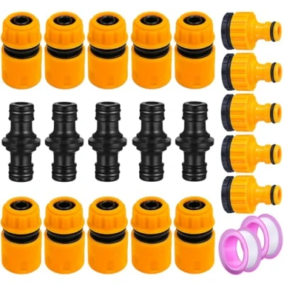 Afbeelding van Miyobing Slangverbinders, 1/2 inch snelkoppeling, dubbele stekker slangkoppeling, en 3/4 kraan, slangaansluiting voor tuin huis waterkraan (2 x schroefdraadafdichtingstape ）