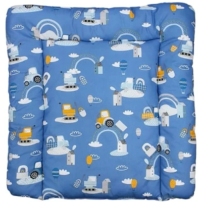 Afbeelding van TupTam Baby Aankleedkussen met Patronen, Tractoren/Regenbogen/Blauw, 70 x 60 cm