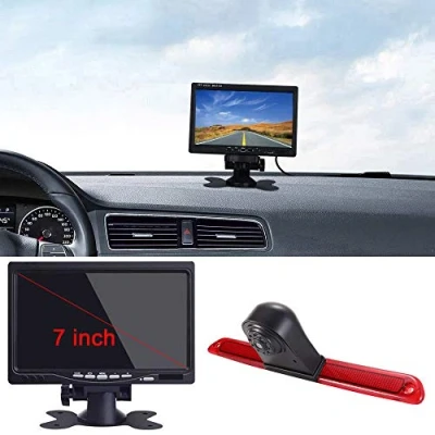 Afbeelding van 12 mm lens, CMOS achteruitrijcamera + 7 inch TFT lcd scherm, automonitor, remlicht, auto, dak, voor Van dakcamera, Mercedes Benz, Sprinter W906/VW Crafter Caravelle 2007 2015