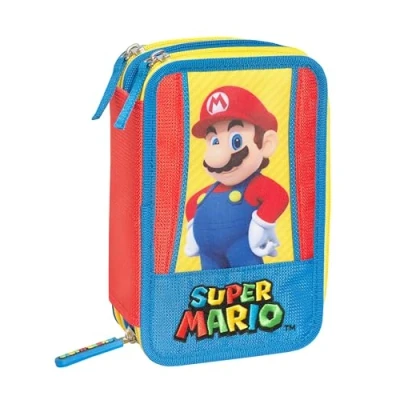 Afbeelding van Super Mario Gevuld Etui, Wahoo (3 ritsen) 20 x 13 7 cm Polyester