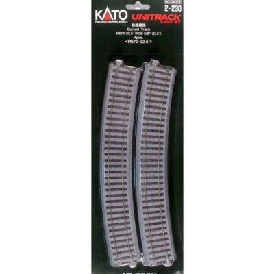 Afbeelding van H0 Kato Unitrack 2 230 Gebogen rails 4 stuk(s)