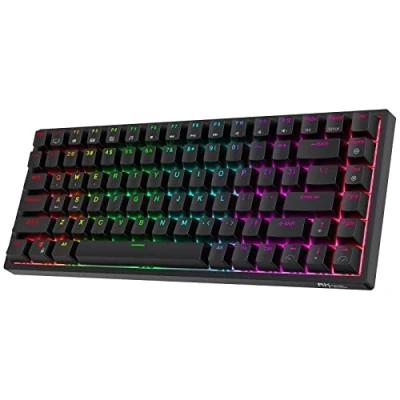 Afbeelding van RK ROYAL KLUDGE RK84 draadloos Bluetooth / 2.4Ghz 80% RGB mechanisch gamingtoetsenbord, DRIE modi Aansluitbaar toetsenbord met hot swap blauwe schakelaar, zwart