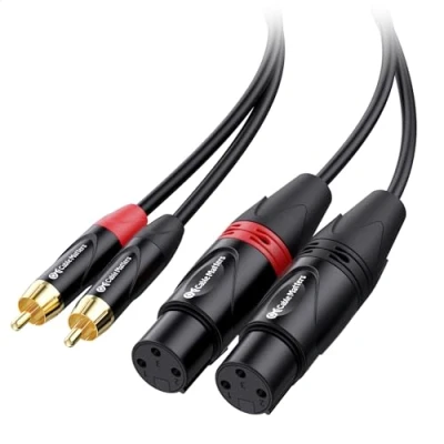 Afbeelding van Cable Matters Dubbele XLR naar RCA kabel 10 ft, vrouwtje (dubbele vrouwelijke kabel) voet