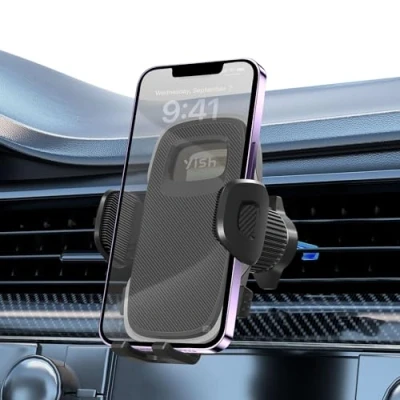 Afbeelding van YISH Mobiele Telefoonhouder Auto Ventilatie： 360 Rotatable Auto, Smartphonehouder voor iPhone, Samsung, Google en Sony Telefoons etc (Zwart)