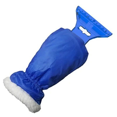 Afbeelding van Auprotec IJskrabber met handschoen, gevoerd en afsluitend elastiek, ijsbrekerrand, blauw
