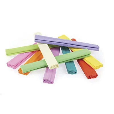 Afbeelding van Gimboo Pastel crêpepapier, 10 rollen 25 x 200 cm, gesorteerd/crêpeband, kleurrijke linten, ideaal voor creatieve hobby&#039;s, 1 verpakking, rollen, gesorteerd op kleur