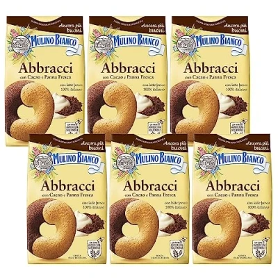 Afbeelding van MULINO BIANCO Abbracci Shortbread Italiaanse koekjes met boter cacao smaak 350g x 6 pakketten (Abbracci, x6)