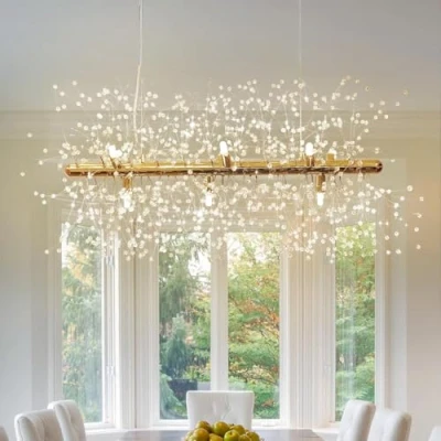Afbeelding van Moderne kristal rvs paardenbloem LED plafondlamp, goud 9 lichts hanglamp voor keuken eetkamer slaapkamer 72cm