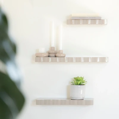 Afbeelding van By Boo Wandplank Prinz Set van 3 Taupe