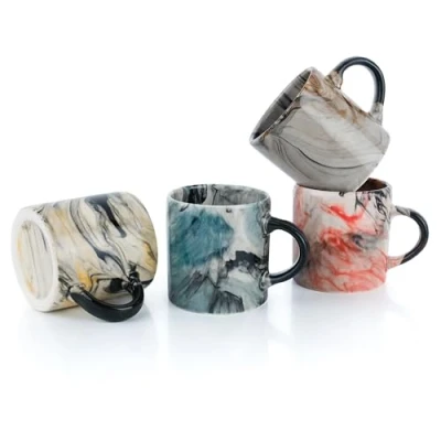 Afbeelding van Keramische espressokopjes, 140 ml set van 4, handgemaakte 2,75 inch cappuccinobeker, veelkleurige Demitasse kopjes, magnetron en vaatwasmachinebestendig,