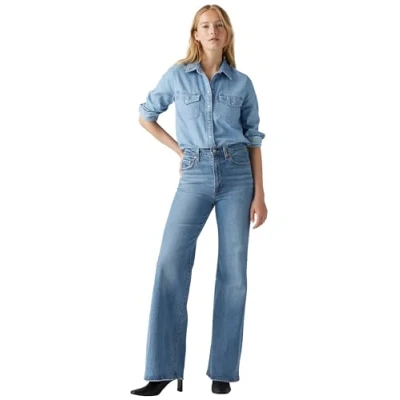 Afbeelding van Levi&#039;s dames Ribcage Bell high waist flared jeans met medium wassing in de kleur Indigo, maat: W33/L32