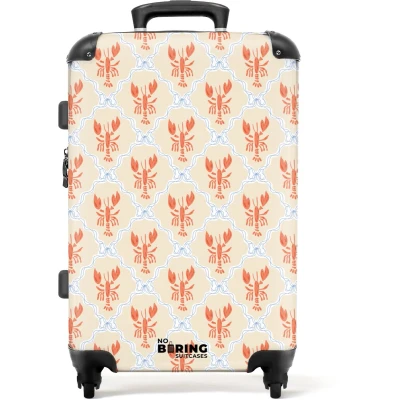Afbeelding van NoBoringSuitcases.com Grote koffer Kreeft illustratie oranje Kinderkoffer geschikt voor jongen en meisjes Reiskoffer met 4 wielen Trolley op wieltjes Rolkoffer groot kinderen 72 liter Ruimbagage valies 20kg