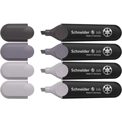Afbeelding van Schneider Job 150 markeerstiften (van gerecycled kunststof, bekroond met de blauwe engel) etui 4 stuks, grijstinten, taupegrijs (2x), mauvegrijs, leigrijs