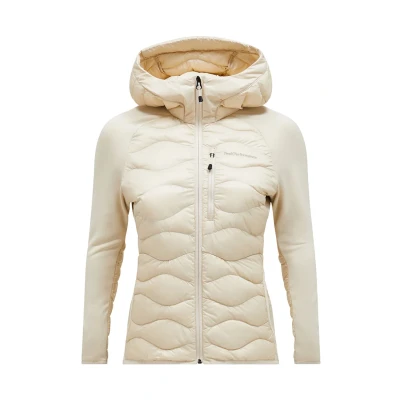 Afbeelding van Peak Performance W Helium DOWN Hybrid HOOD Gewatteerde jas, Dames, Maat: Large, Beige