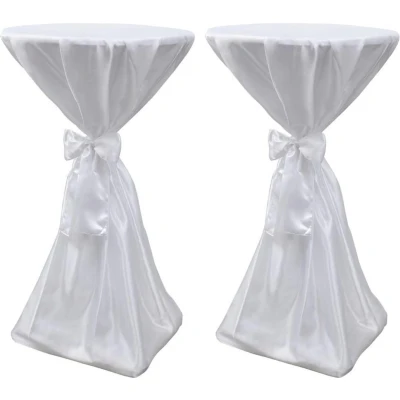 Afbeelding van Statafelhoes met strik 60cm Wit (2 stuks)