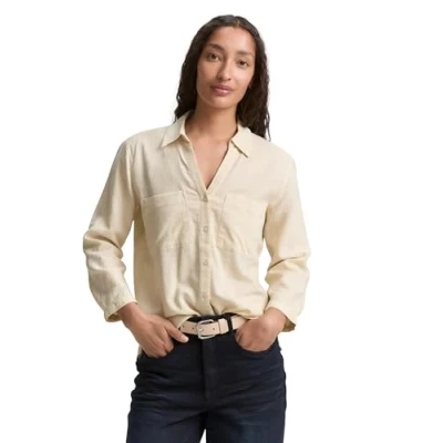 Afbeelding van TOM Tailor EASY Shape Overhemdblouse, Dames, Maat: 34, Champagne