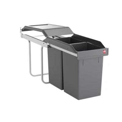 Afbeelding van Hailo Tandem keukenafvalemmer, plastic, grijs, één maat,grijs