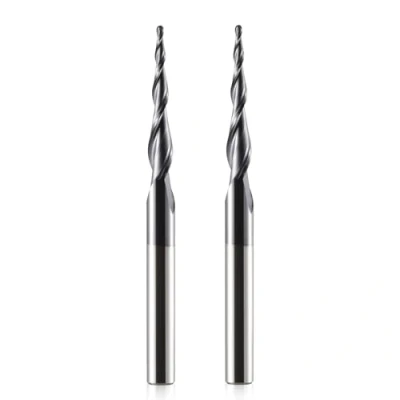 Afbeelding van HOZLY Kogelkopfrees, conische CNC frees, kogelfrees, 2 stuks, R0.75 spiraalgroeffrees, bit 6 mm schacht fluiten, schachtfrees HRC55, 0,75 radius snijbits met AlTiN coating voor 2D/3D gravure