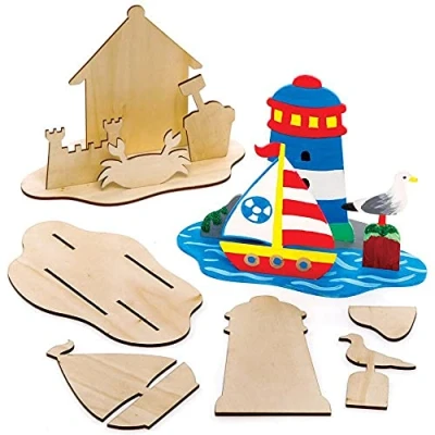 Afbeelding van Baker Ross 3D Aan de zee Scènes van Hout (4 stuks) Knutselspullen en Knutselsets voor Kinderen
