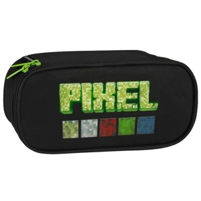 Afbeelding van Pixel Game Zwarte ovale etui met rits 22x6x10 cm