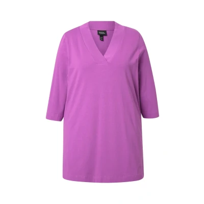 Afbeelding van Ulla Popken Vausschnitt 3/4ARM Longsleeve, Dames, Maat: 50/52, Violet