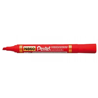 Afbeelding van Pentel N860 B Permanent marker Beitelpunt 4,5mm Rood per 12