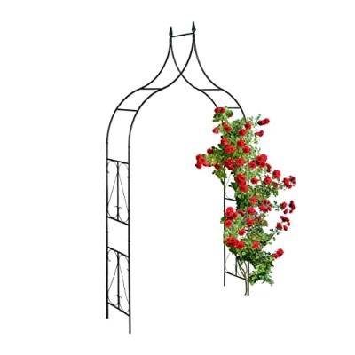 Afbeelding van Relaxdays rozenboog metaal zwarte tuinboog plantenboog extra hoog grote bloemenboog