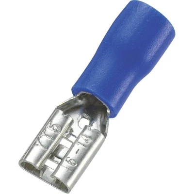 Afbeelding van TRU COMPONENTS 1572132 Platte stekker (female) Insteekbreedte: 4.8 mm Insteekdikte: 0.5 180 Deels geïsoleerd Blauw 100 stuk(s)