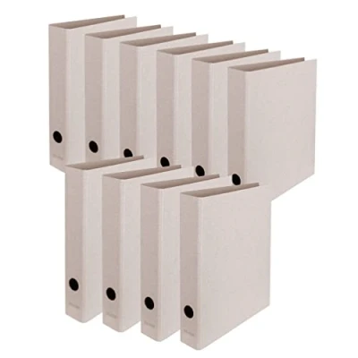 Afbeelding van Origineel Falken 10 stuks Vegan Ordner Pure Raw. Made in Germany. 5 cm smal DIN A4 grijs dossiermap briefmap kantoormap kartonnen map gleufmap