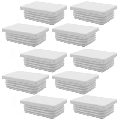 Afbeelding van Enkotrade 10 stuks lamellenstoppen wit voor rechthoekige buizen, 50 x 20 mm, buisafdekking van hoogwaardig polyethyleen kunststof, stop, eindstop, doppen, glijders, buisstop rechthoekig
