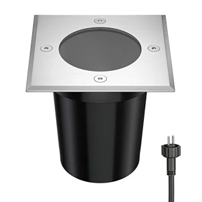 Afbeelding van ledscom.de inbouw vloerlamp REJA voor buiten, IP67, roestvrij staal, hoekig, 11 x 11cm, 1x GU5.3 max. 15W, padlamp, grondlamp, tuinspot, buitenlamp, tuinlamp, vloerlamp, 12v