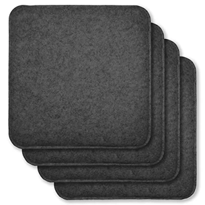 Afbeelding van Rubberneck Set van 4 Vilten Zitkussens, Vierkant, met Anti Slip Noppen, Extra Dik, Donkergrijs