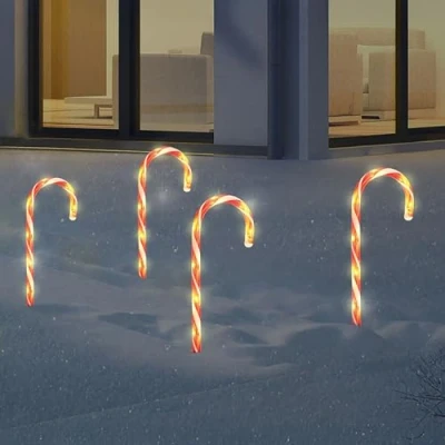 Afbeelding van Spetebo XXL led zuurstokken, 74 cm, tuinsteker, set van 4, kerstlichtstekker met timer, kerstdecoratie, verlicht buiten, werkt op batterijen