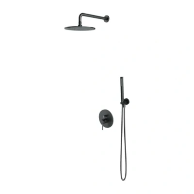Afbeelding van OMNIRES Y Doucheset met inbouwkraan, inbouwdeel, diameter 25 cm, grafiet SYSY35GR