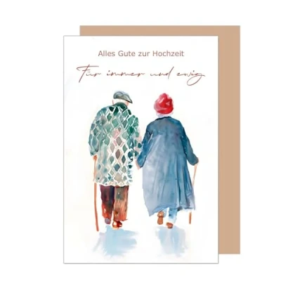 Afbeelding van Edition Seidel Premium wenskaart voor bruiloft met envelop van kraftpapier, bruiloftskaart griling Just Married Wedding altijd en eeuwig man vrouw (H481 SW024)