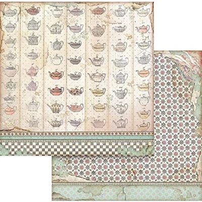 Afbeelding van Stamperia Alice Tea Cup Texture 12x12 Inch Paper Sheets (10pcs) (SBB818) (DISCONTINUED)