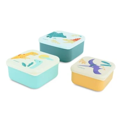 Afbeelding van Miniland Set van 3 lunchboxen voor kinderen, stapelbaar, vaatwasmachinebestendig en BPA vrij (Jurassic)