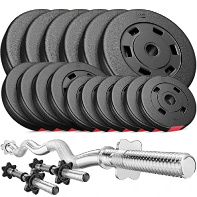 Afbeelding van Hop Sport Halterset 56 kg, 1 x Curl Stang, 2 Korte Halters, Halterschijven: 4 5 kg / 2,5 8 1,25
