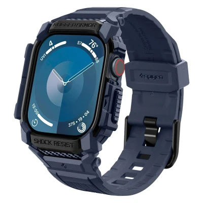 Afbeelding van Spigen Rugged Armor Pro Case met Bandje Compatibel Apple Watch 10 46mm (2024) Marineblauw
