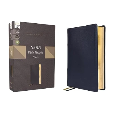 Afbeelding van NASB, Wide Margin Bible, Genuine Leather, Calfskin, Navy, Red Letter, 1995 Text, Comfort Print: New American Standard ... Margin, Print