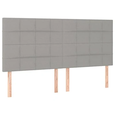 Afbeelding van vidaXL Hoofdborden 4 st 100 x 5 78/88 cm stof lichtgrijs
